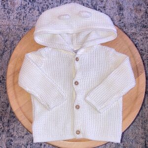 🆕 NWOT - Carter’s - Cream Knit Hooded Baby Cardigan with Bear Ears 🐻